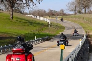 caravan, cycles, texas hill country, nature, road, country side, landscape, hill, trees, motorcycle, blue sky, cycling, fun, open air
