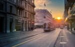 tram, switzerland, street, sunset, city, zurich, nature, landscape
