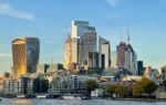 Stunning view of London's modern skyline including the Walkie Talkie building alongside the River Thames.