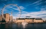 Stunning London cityscape featuring the London Eye ferris wheel by the River Thames.
