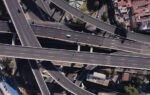 Stunning aerial shot of overlapping highways in Mexico City, showcasing urban infrastructure.